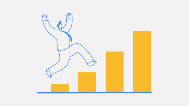 istock Running businessman on growing sales chart, business growth, success, boost sales abstract concept 1444053233
