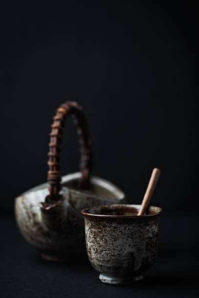 istock Traditional, handcrafted ceramic on dark background. Soft focus. Copy space. 1444056259