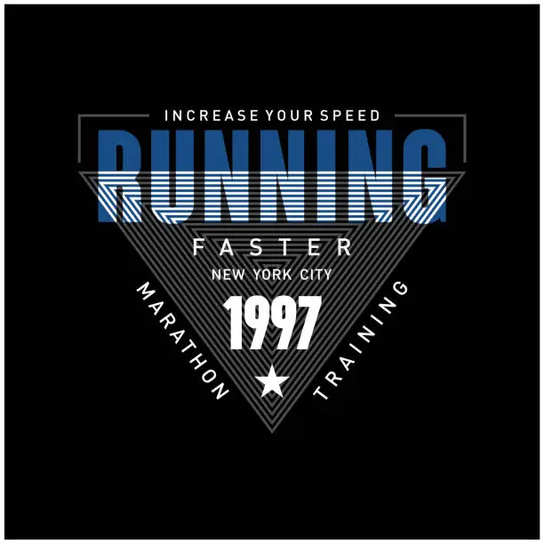 Vector illustration of Run sport athletic typography, tee shirt graphics, vectors.