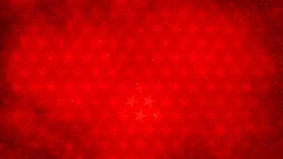 Horizontal illustration of a bright red maroon coloured spotted grungy Diwali Christmas paper backgrounds with stars all over. The backdrop is glittering empty and blank with no text and no people and copy space. Can be used as Xmas backgrounds, wallpaper, greeting card, gift wrapping paper sheet templates and backdrops.