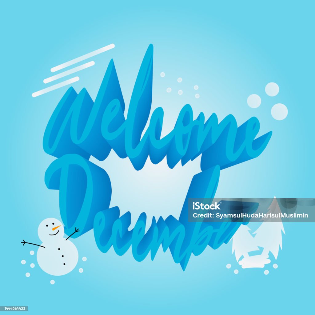 Content December Winter Blue And White Stock Illustration
