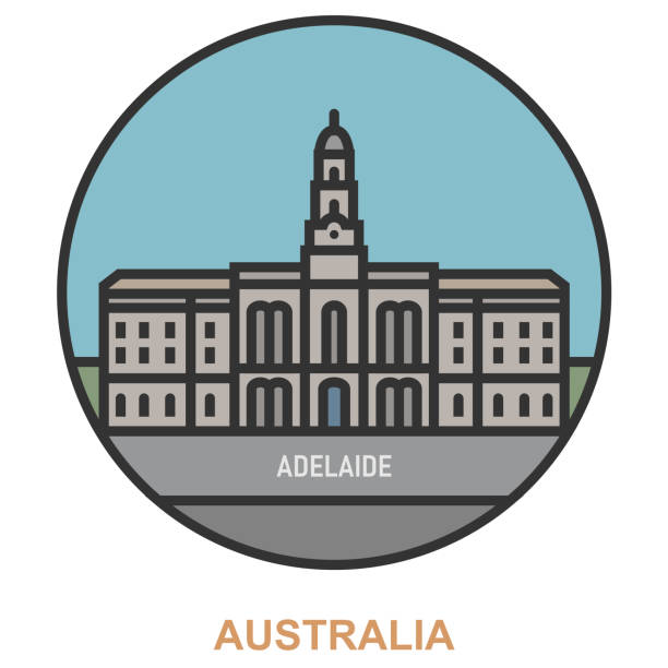 Adelaide. Sities and towns in Australia Adelaide. Sities and towns in Australia. Flat landmark adelaide skyline stock illustrations