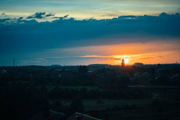 istock Breathtaking sunset view over a village 1444065769