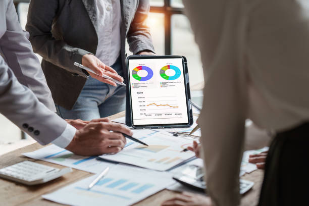 istock Business people brainstorming data target financial on financial document paperwork. business finance and discuss concept 1444068822