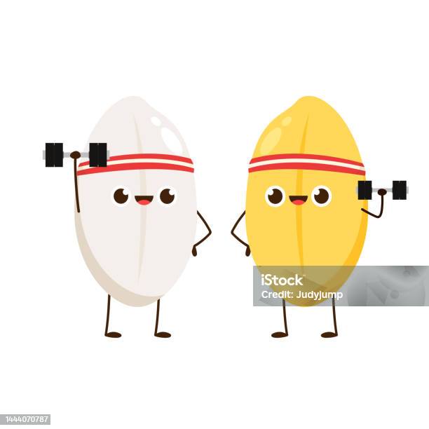 Muscle Rice Vector Animation Rice Character Design Rice Vector On White Background Paddy Vector ...