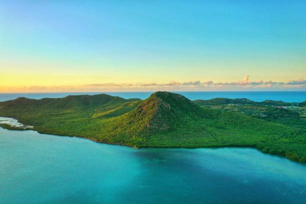 istock Beautiful green ocean island under the bright blue sky 1444072590