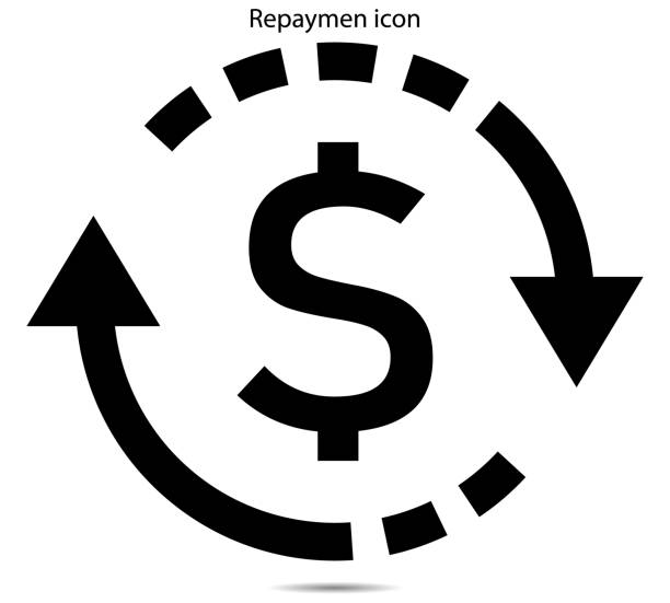 repaymen symbol vektorillustration grafik auf dem hintergrund - tax form tax backgrounds finance stock-grafiken, -clipart, -cartoons und -symbole