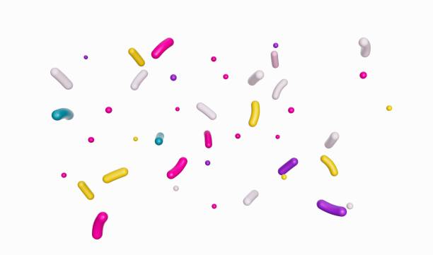 istock Set of 3d colorful sprinkles falling, isolated on white background 1444079031