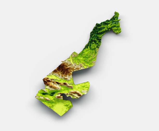 istock 3d illustration of Monaco Map Shaded relief Color Height map on White Background 1444079051