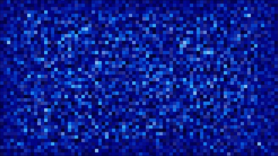 Blue neon flickering squares background hand drawn design, digital cyberspace and data network
