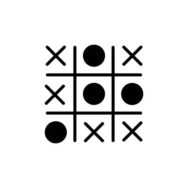 Vector illustration of Tic Tac Toe Solid Flat Icon. The Icon is suitable for web pages, mobile apps, UI, UX, and GUI design.
