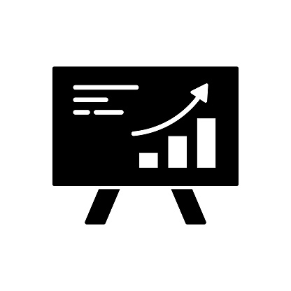 Business Performance Presentation Solid Flat Icon. The Icon is suitable for web pages, mobile apps, UI, UX, and GUI design.