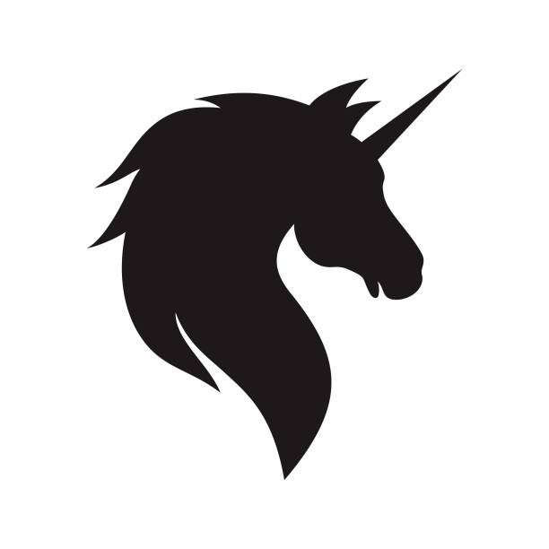 illustrations, cliparts, dessins animés et icônes de icône du logo de la tête de licorne - unicorn