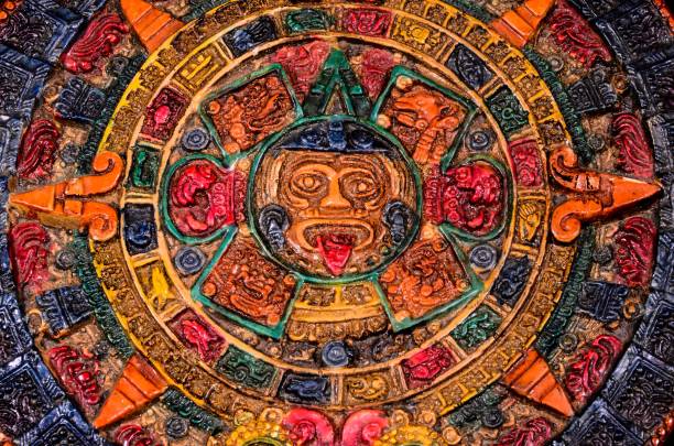 istock Typical colorful clay Mayan calendar 1444083604