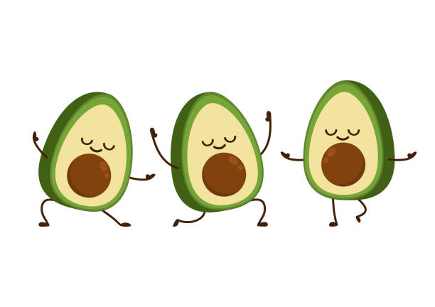 Avocado character design. avocado on white background. Avocado character design. avocado on white background. avocado stock illustrations