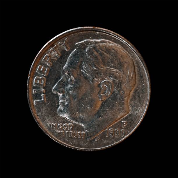 istock Old coin isolated on a black background 1444084955