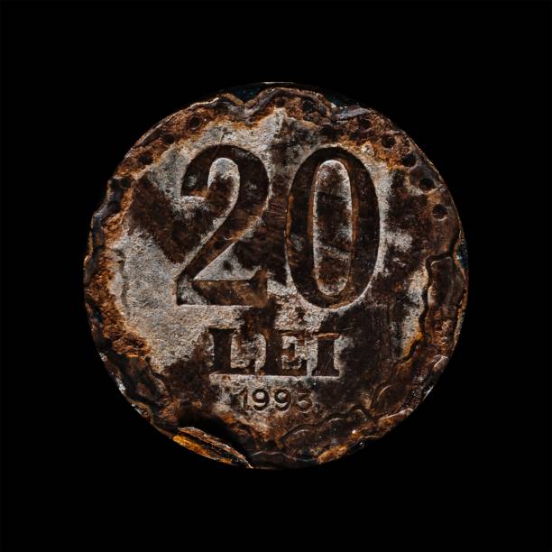 istock Old coin isolated on a black background 1444084981