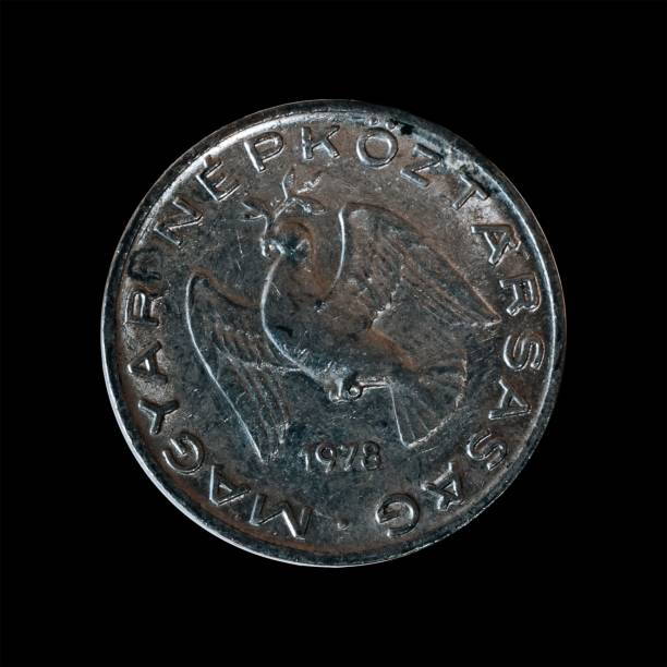 istock Old coin isolated on a black background 1444085042