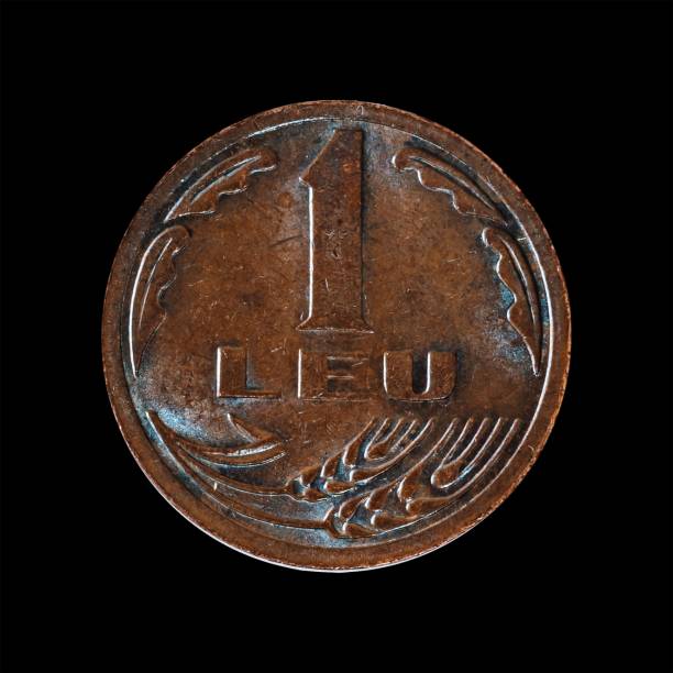 istock Old coin isolated on a black background 1444085075