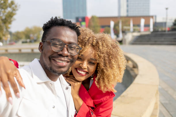 istock Close up of a couple taking a selfie 1444086579