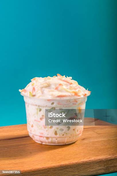 Fresh Coleslaw Salad Stock Photo - Download Image Now - Coleslaw, White Background, Cream - Dairy Product