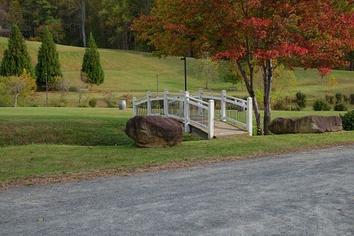 A small footbridge near a winery in Faber, VA