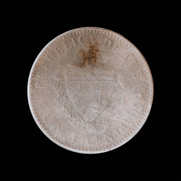 istock Old coin isolated on a black background 1444088989
