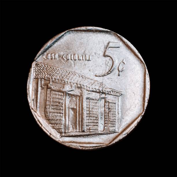 istock Old coin isolated on a black background 1444089551