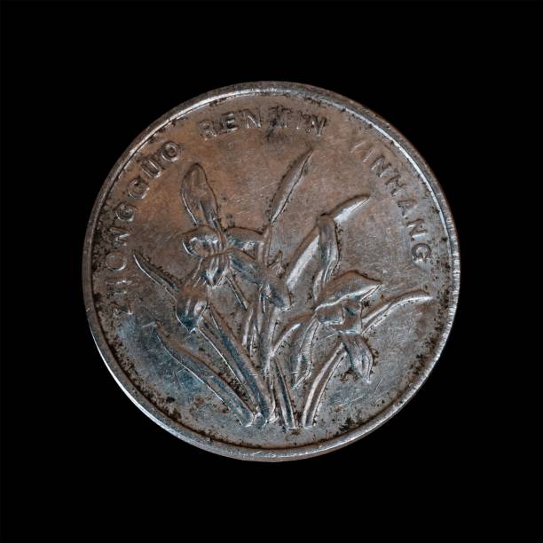 istock Old coin isolated on a black background 1444089623
