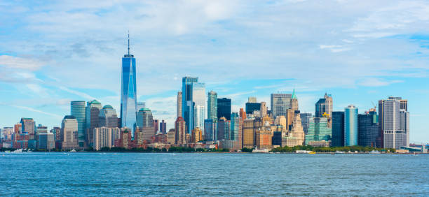 horizonte panorámico de manhattan. ciudad de nueva york, estados unidos. - new york state new york city color image photography fotografías e imágenes de stock