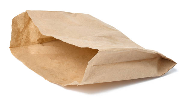 istock Empty brown paper bag for food on a white isolated background 1444091050