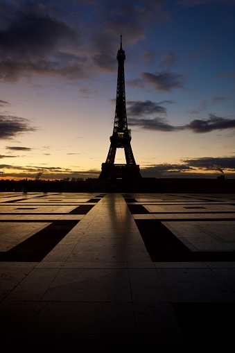 Eiffel Tower at dawn photographed from place du trocadero while Paris was still sleeping.