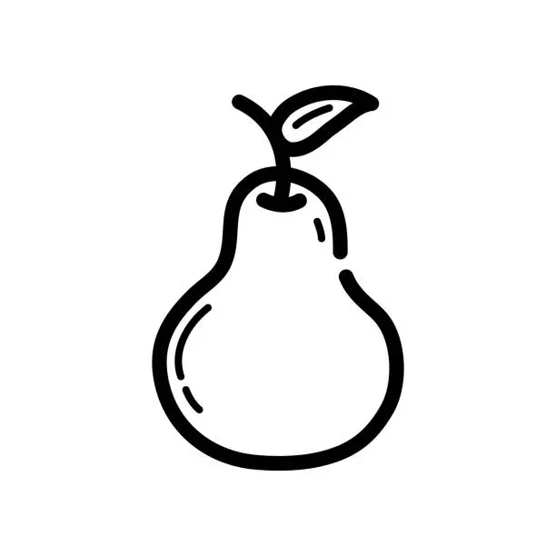 Vector illustration of Pear doodle icon. Hand drawn symbol. Vector illustration.