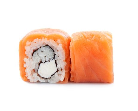 Sushi roll on white backgrounds. Fast food. Chinese cuisine.