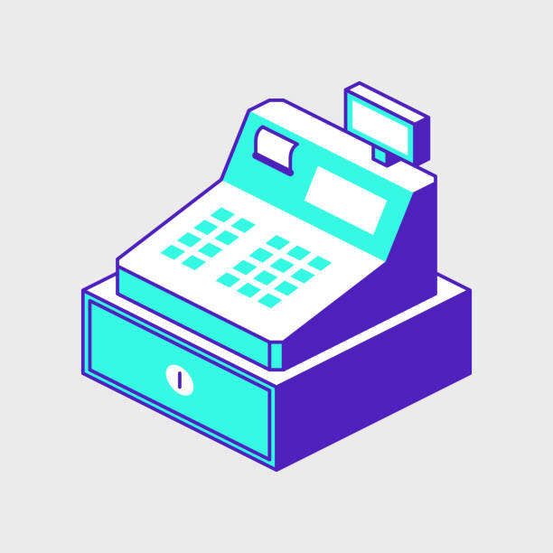 kasa fiskalna izometryczna - cashregister stock illustrations