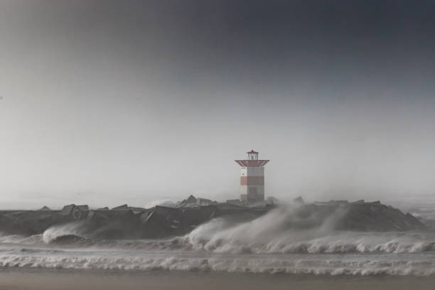Storm Eugene hits the coast of the Netherlands at Scheveningen on 18. February 2022 with winds of up 100 kilometers per hour
