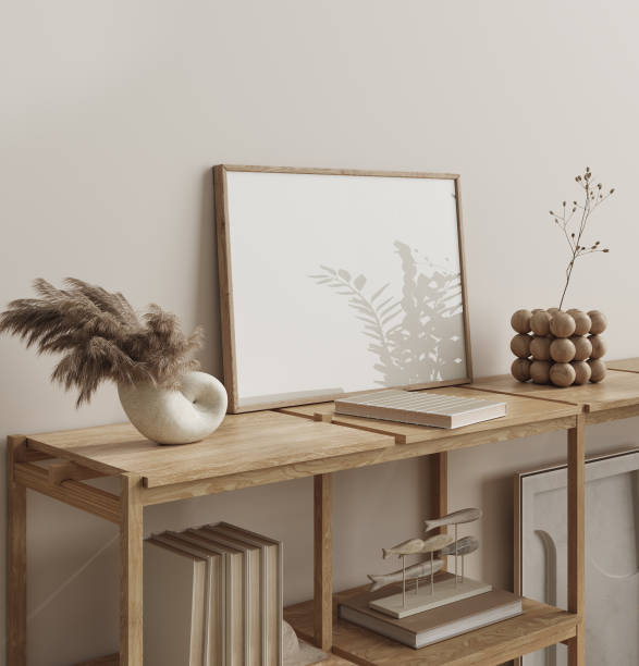 istock Mockup frame in farmhouse living room interior 1444107977