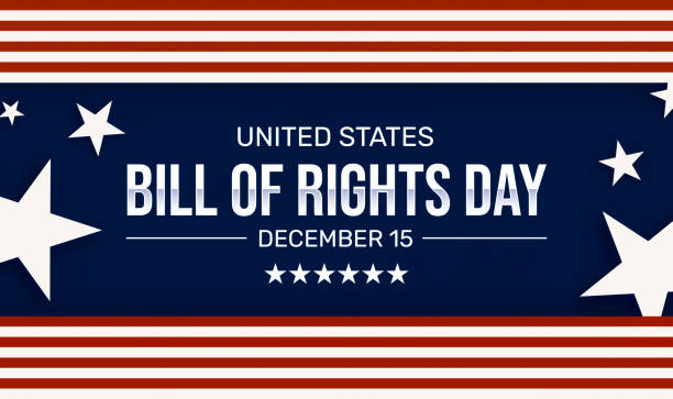US Bill of Rights Day banner design with American flag patriotic colors and shapes. Bill of rights day backdrop US Bill of Rights Day banner design with American flag patriotic colors and shapes. Bill of rights day us constitution stock illustrations