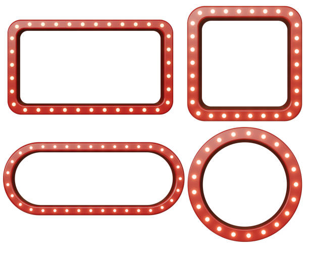 istock 4 x Red retro billboards with glowing neon lights - 3D Rendering 1444111901