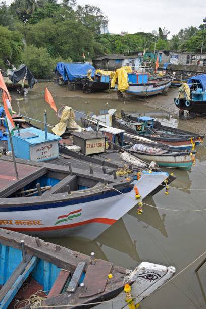 istock Fishing harbour in mumbai , india 1444113243
