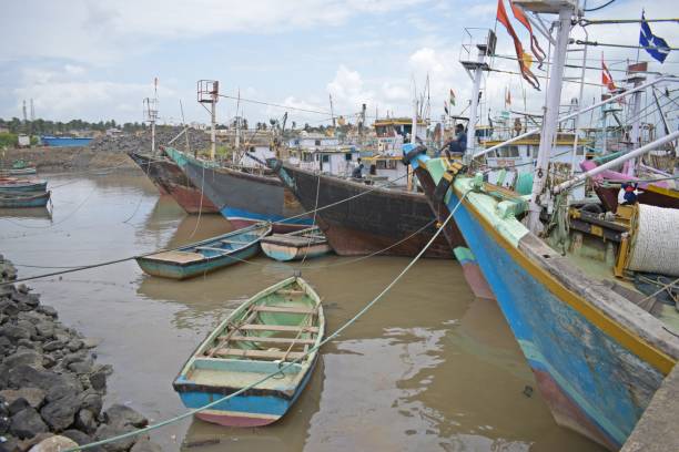 istock Fishing harbour in mumbai , india 1444113340