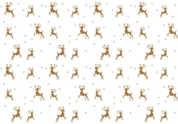 Vector illustration of Deers family seamless pattern. Winter collection. Mother deer and her baby Frolicking and running. Vector.