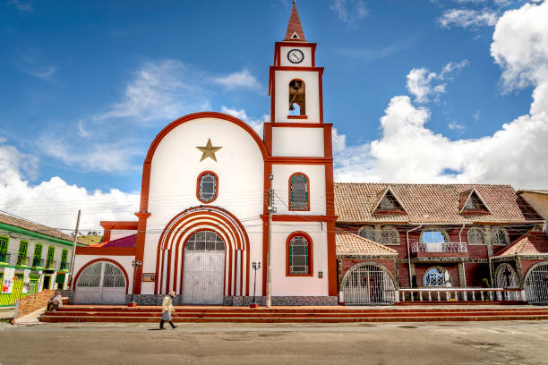 Tolima Colombia The little town with colourful streets called Murillo Tolima in Colombia, Main square and the church in a sunny day. tolima stock pictures, royalty-free photos & images