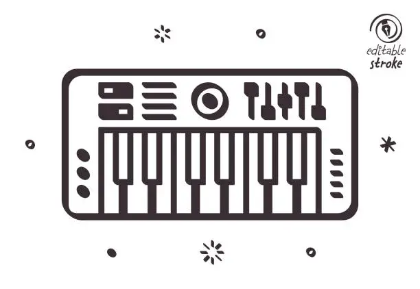 Vector illustration of Playful Line Illustration for MIDI Keyboard