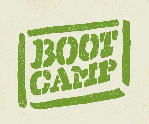 Vector illustration of Boot camp. Vector lettering sign.