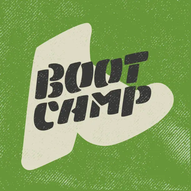 Vector illustration of Boot camp. Vector lettering sign.