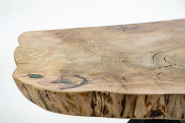 istock Coffee table, living room table. Resin handmade wood table. White background. 1444118553