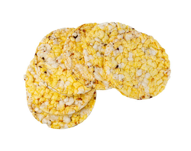 istock Puffed Corn Cake Isolated, Corn Diet Bread with Fragrant Herbs and Spices, Waffle with Corns, Rice, Cereal Snack 1444118842