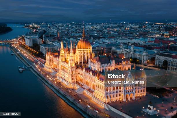 Hungarian Parliament Building Aerial View Budapest Hungary Stock Photo - Download Image Now