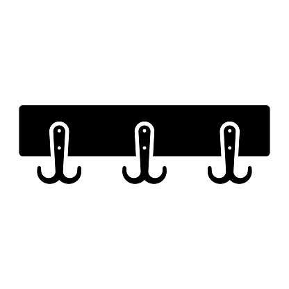 Clothes hanger icon. Black silhouette. Horizontal front view. Vector simple flat graphic illustration. Isolated object on a white background. Isolate.